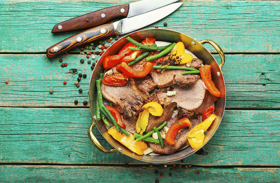 Beef Tongue sliced thin and sauteed with vegetables