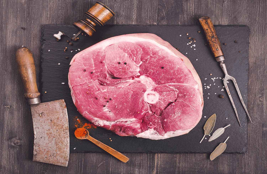 Ham Steak, thick sliced with the bone-in.